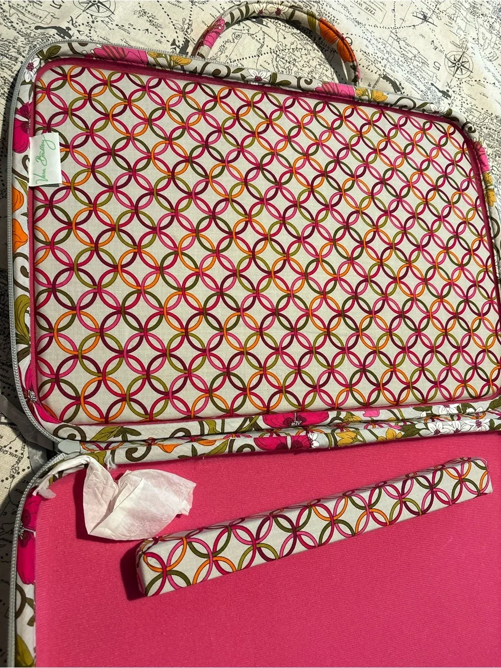 Vera Bradley Floral Quilted Laptop Bag in Pink & Orange